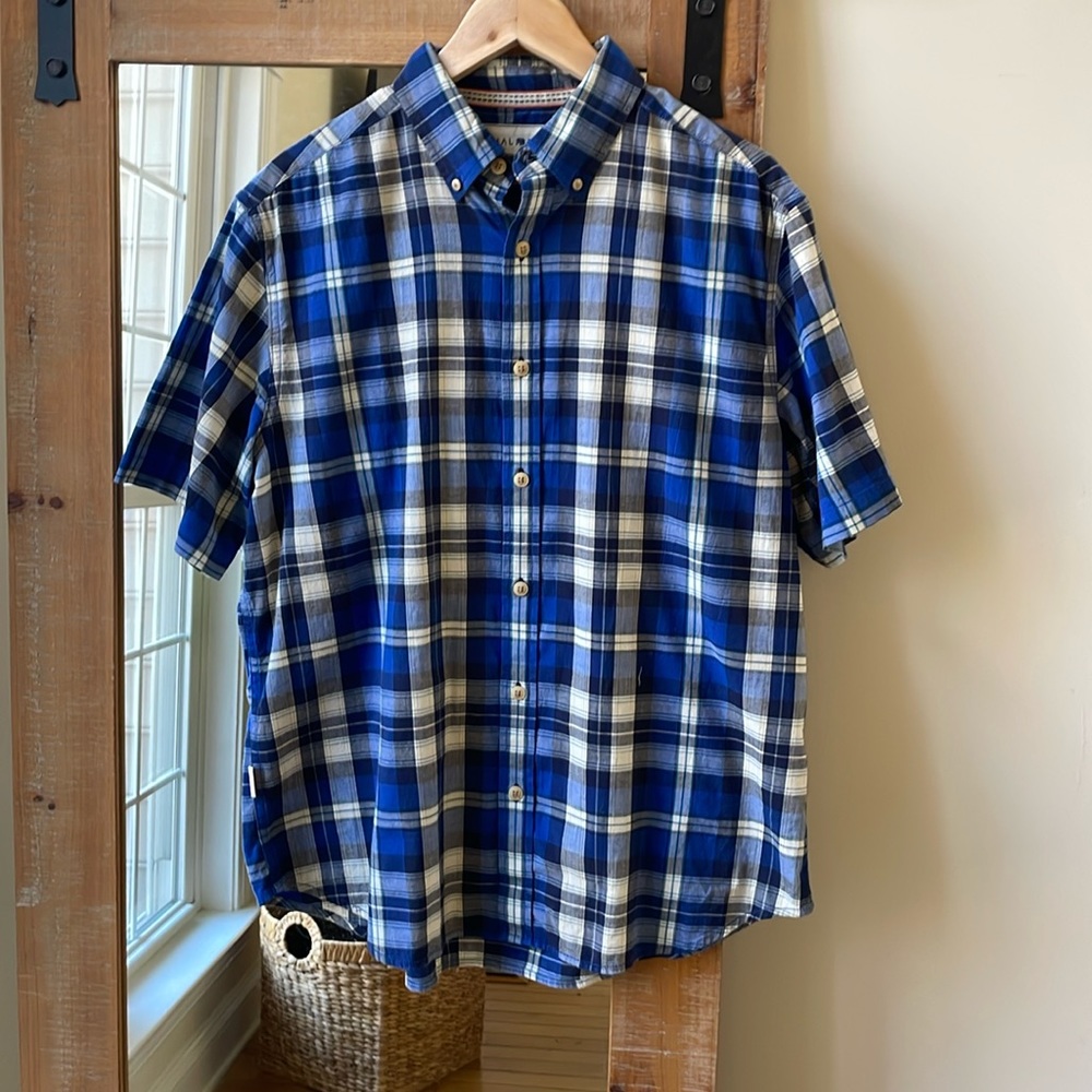 The Normal Brand Blue Plaid Button Down Shirt Size L
